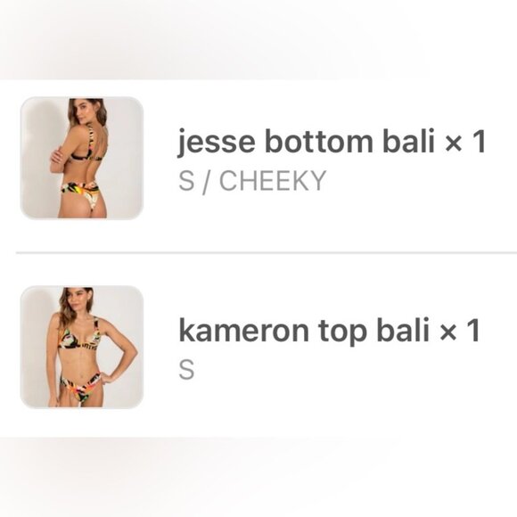 NWT OneOne Swimwear Bikini SET Bali Print Black Jesse Kameron Small New Cheeky - Picture 3 of 5